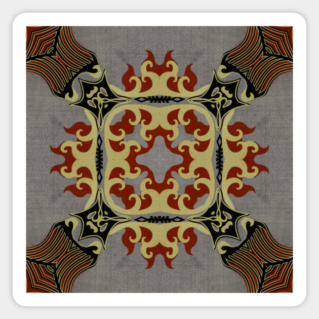 Ornate Kaleidoscope based on Crimson Defiance (Seamless) 19 Sticker by Swabcraft